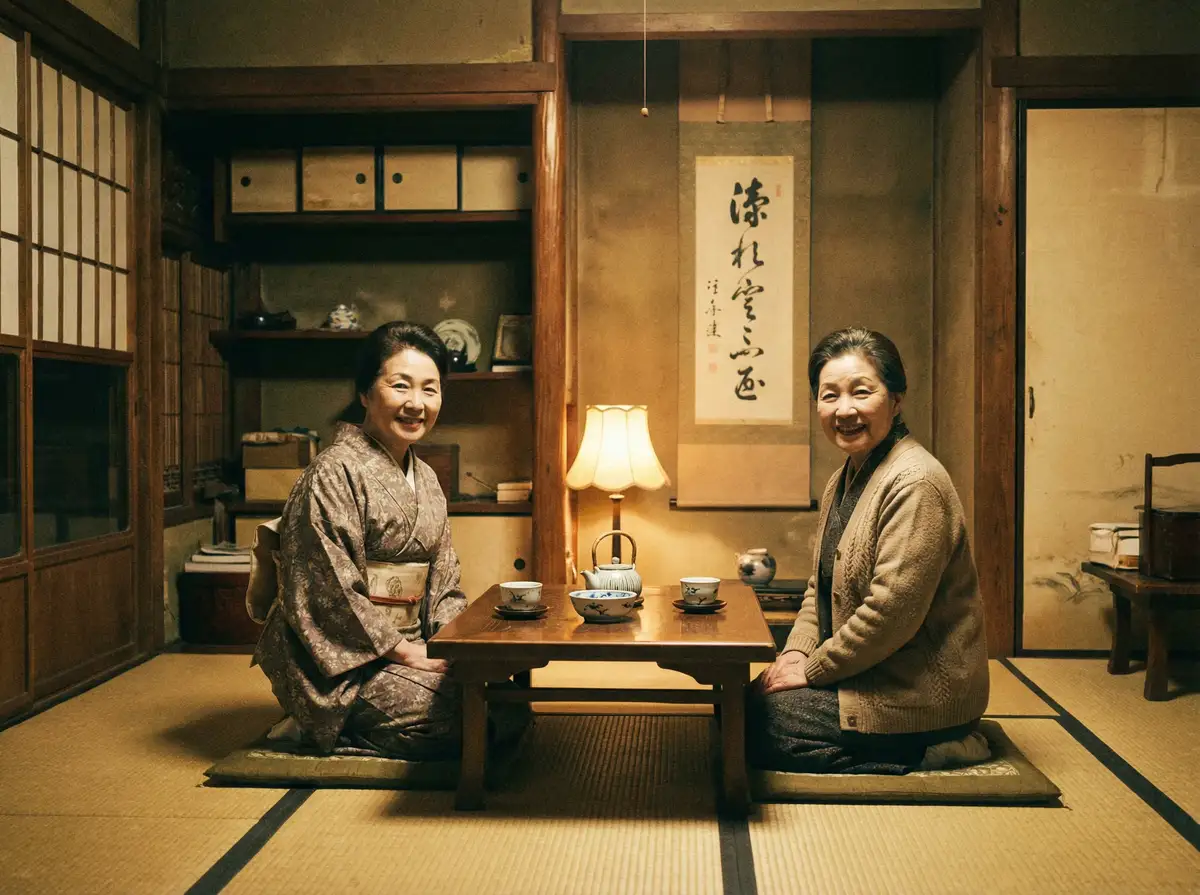 两位优雅的 女神视频-高清美女直播视频|每日更新不断 在日式茶室中品茶交谈